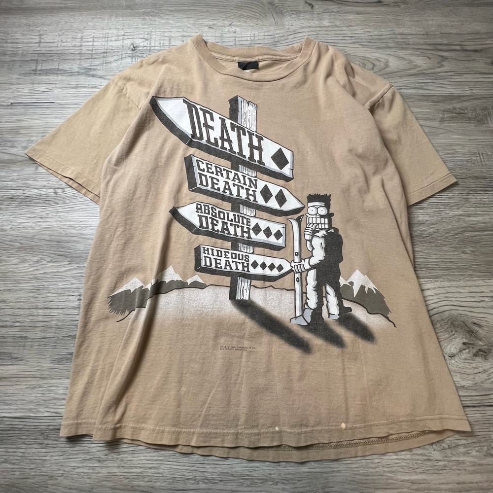 Changes T Shirt Mens XL Tan Vintage 1995 Scared Stiff Death Skiing Graphic USA